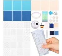 Versatile Sashiko Embroidery Kit, Practical Sashiko Stencil Kit, Drawing Line Quilting Template, Geometric Simple Embroidery Template, for Hand Quilting and Mending Sewing Supplies(Style2)