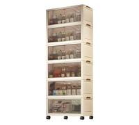 Versatile Six Tier Storage Bins with Lids and Wheels Foldable Design Perfect for Food Storage Cabinet Kitchen Organisation Bathroom Storage and Multi Room Application
