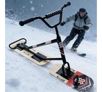 Versatile Snow Scooter For Adults & Teens -360° Rotating Ski Design, Reinforced Aluminum Frame Multi-Layer Maple Footrest, 330 Lbs Capacity For Safe, Fun Riding On Any Snowy Landscape Naturalwood