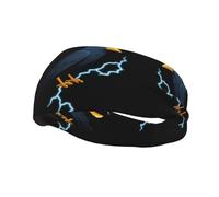 Versatile Sports Headband with Lightning Crow Print Stretchy Moisture Wicking Headband for Yoga and Fitness