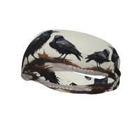 Versatile Sports Sweatband BROLEO Crow Birds Picture - Stretchable and Moisture-Wicking Headband for Yoga,Fitness