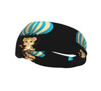Versatile Sports Sweatband XBKGOHA Leopard Cub On Hot Air Balloon Printed - Stretchable and Moisture-Wicking Headband for Yoga, Fitness