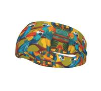 Versatile Sports Sweatband XBKGOHA Two Colored Parrots Printed - Stretchable and Moisture-Wicking Headband for Yoga, Fitness