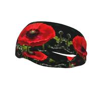 Versatile Sports Sweatband YYHWHJDE Beautiful Red Poppy Flower Pattern - Stretchable and Moisture-Wicking Headband for Yoga,Fitness