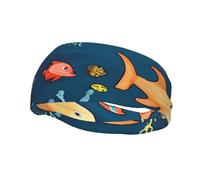 Versatile Sports Sweatband YYHWHJDE Blue underwater world of fish Prints - Stretchable and Moisture-Wicking Headband for Yoga,Fitness