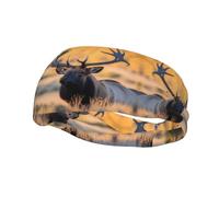 Versatile Sports Sweatband YYHWHJDE Bull Elk Pattern - Stretchable and Moisture-Wicking Headband for Yoga,Fitness