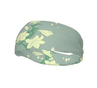 Versatile Sports Sweatband YYHWHJDE Cartoon white lilies Pattern - Stretchable and Moisture-Wicking Headband for Yoga,Fitness