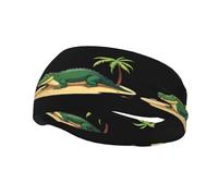Versatile Sports Sweatband YYHWHJDE Crocodile on the beach Pattern - Stretchable and Moisture-Wicking Headband for Yoga,Fitness
