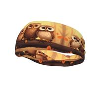 Versatile Sports Sweatband YYHWHJDE Cute Brown Cartoon Owls Pattern - Stretchable and Moisture-Wicking Headband for Yoga,Fitness