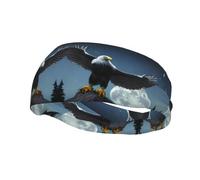 Versatile Sports Sweatband YYHWHJDE Eagle under the stars Prints - Stretchable and Moisture-Wicking Headband for Yoga,Fitness