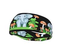 Versatile Sports Sweatband YYHWHJDE Elephant in the Mushroom Garden Pattern - Stretchable and Moisture-Wicking Headband for Yoga,Fitness
