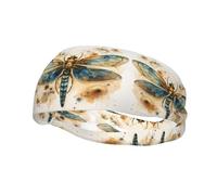 Versatile Sports Sweatband YYHWHJDE Golden Delicate Dragonfly on Yellow Background Prints - Stretchable and Moisture-Wicking Headband for Yoga,Fitness