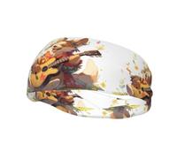 Versatile Sports Sweatband YYHWHJDE Guitar Puppy in the Petals Pattern - Stretchable and Moisture-Wicking Headband for Yoga,Fitness