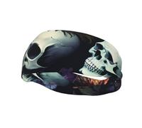 Versatile Sports Sweatband YYHWHJDE horrible dark skulls flowers pattern Pattern - Stretchable and Moisture-Wicking Headband for Yoga,Fitness