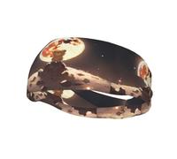 Versatile Sports Sweatband YYHWHJDE Little brown bear watching the moon Pattern - Stretchable and Moisture-Wicking Headband for Yoga,Fitness