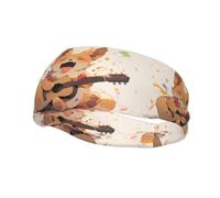 Versatile Sports Sweatband YYHWHJDE Little flower dog playing guitar Pattern - Stretchable and Moisture-Wicking Headband for Yoga,Fitness