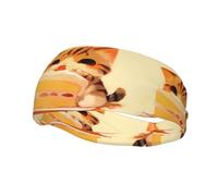 Versatile Sports Sweatband YYHWHJDE Little orange cat eating strawberry cake Pattern - Stretchable and Moisture-Wicking Headband for Yoga,Fitness