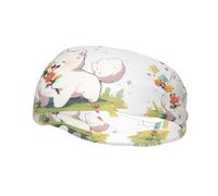 Versatile Sports Sweatband YYHWHJDE Little white dog holding flowers Prints - Stretchable and Moisture-Wicking Headband for Yoga,Fitness