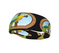 Versatile Sports Sweatband YYHWHJDE Parrot in the small window Pattern - Stretchable and Moisture-Wicking Headband for Yoga,Fitness