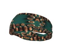 Versatile Sports Sweatband YYHWHJDE Pine Cone Border Pattern - Stretchable and Moisture-Wicking Headband for Yoga,Fitness