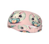 Versatile Sports Sweatband YYHWHJDE Pink cartoon bunny Prints - Stretchable and Moisture-Wicking Headband for Yoga,Fitness