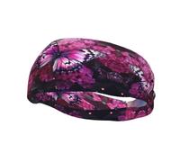 Versatile Sports Sweatband YYHWHJDE Pink flower purple butterfly Pattern - Stretchable and Moisture-Wicking Headband for Yoga,Fitness