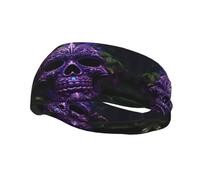 Versatile Sports Sweatband YYHWHJDE Purple Floser and sugar Horror Skull Pattern - Stretchable and Moisture-Wicking Headband for Yoga,Fitness