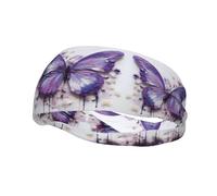 Versatile Sports Sweatband YYHWHJDE Purple Oil Painting Butterfly Prints - Stretchable and Moisture-Wicking Headband for Yoga,Fitness