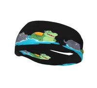 Versatile Sports Sweatband YYHWHJDE Swimming hippopotamus and crocodiles Prints - Stretchable and Moisture-Wicking Headband for Yoga,Fitness