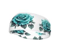 Versatile Sports Sweatband YYHWHJDE turquoise grey rose Pattern - Stretchable and Moisture-Wicking Headband for Yoga,Fitness