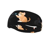 Versatile Sports Sweatband YYHWHJDE Two kittens catching butterflies Pattern - Stretchable and Moisture-Wicking Headband for Yoga,Fitness