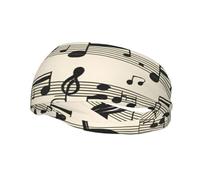 Versatile Sports Sweatband YYHWHJDE Vintage Music Note Art Pattern - Stretchable and Moisture-Wicking Headband for Yoga,Fitness