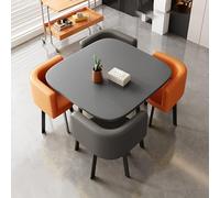 Versatile Square Dining Table Set with 4 Stylish Chairs - Modern Center Table for Balconies Living Rooms Cafés & Tea Houses - Contemporary Dining Furniture (Size:)