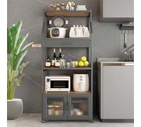 Versatile Storage Cabinets - Larder Cupboard Bar & Kitchen Cabinet Coffee Bar Station with Flip Door Ideal for Living Room Kitchen & Camping nization
