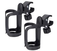 Versatile Stroller Drink Holder, Adjustable Universal Wheelchair Bicycle Holder (Black, 2pcs)
