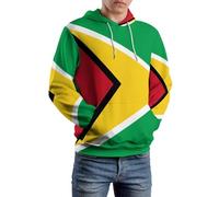 Versatile Styling Choice Unisex Guyana Flag Print Hooded Sweatshirt Casual Sports Jacket Versatile Pullover Outdoor Casual Jacket Practical And Versatile Outdoor Windproof