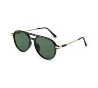 Versatile Trendy Fashionable and Cool Men's and Women's Double-rim Glasses Plain Face Toad Face Sunglasses Trendy (green,Casual)