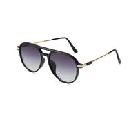 Versatile Trendy Fashionable and Cool Men's and Women's Double-rim Glasses Plain Face Toad Face Sunglasses Trendy (grey,Casual)