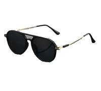 Versatile Trendy Fashionable and Cool Men's and Women's Double-rim Glasses Plain Face Toad Face Sunglasses Trendy (black,Casual)