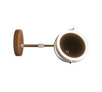 Versatile Two Sided Cosmetic Glass with Brightness Control and Sturdy Construction Wood Base LED Glass