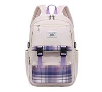 Versatile unisex rucksack, Vintage Laptop Backpack for Womens,Check Pattern Slim School Bags With Multifunction for College Students Bookbag(Wit)