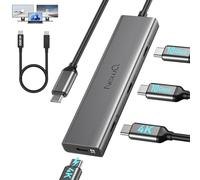 Versatile USB C Video Hub, 100W PD, DP Alt Dual 4K@30-60Hz, 10Gbps*4 Ports, Docking Station Dual Monitor for MacBook, Dell, HP, ASUS, iMac, iPad Pro, Steam Deck, Rog Ally, Legion Go, Samsung, AR Glass