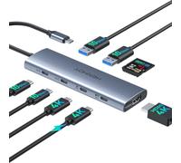 Versatile USB C Video Hub 3 Monitors Docking Station with DP Alt Dual 4K@30Hz, HDMI, 100W PD, 10Gbps*6Ports, SD 4.0, Laptop Docking Station for Dell, HP, ASUS, Steam Deck, Rog Ally, Legion Go,Samsung