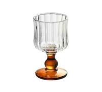 Versatile Vintage Ribbed Glass Goblets, 6 oz Amber Footed Drinking Glasses Embossed Glassware