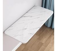 Versatile Wall-Mounted Folding Table 100x50cm - Space-Saving Wooden Dining & PC Desk with White Stone Design - Perfect for Smals & Cact Living - 60x50cm Opt Available