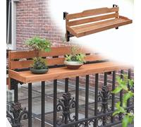 Versatile Wall Mounted Folding Table 60x150cm Space Saving Wooden Balcony Desk & Planter Shelf for Outdoor Patio Terrace & Balustrade Ideal Garden Fur Solut