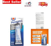 Permatex RTV Silicone Adhesive Sealant 80050, Clear, General Purpose, Waterproof, 1x 85g