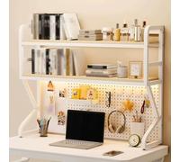 Versatile White Desktop Bookshelf nizer Stylish Computer Desk Bookcase for Home Dorm Office Space Saving Over the Desk Storage 51.1x9.8x37.7in