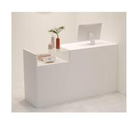 Versatile White Sales Counter Desk with Tempered Glass Display, Stable Showcase for Retail & Cash Transactions, Right 90CM - Ideal for Shops, Boutiques, and Events