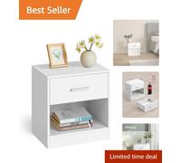 Side Table with Drawer Handle, Classic White